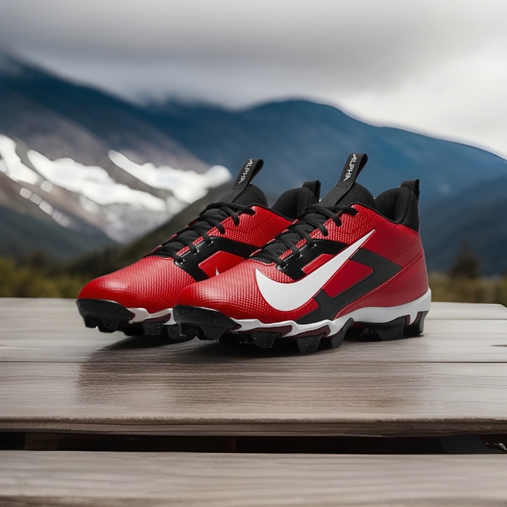 NIB Nike Alpha‎ Menace 4 Shark NRG Red Football Cleats FQ4536-600 Men's Size 9